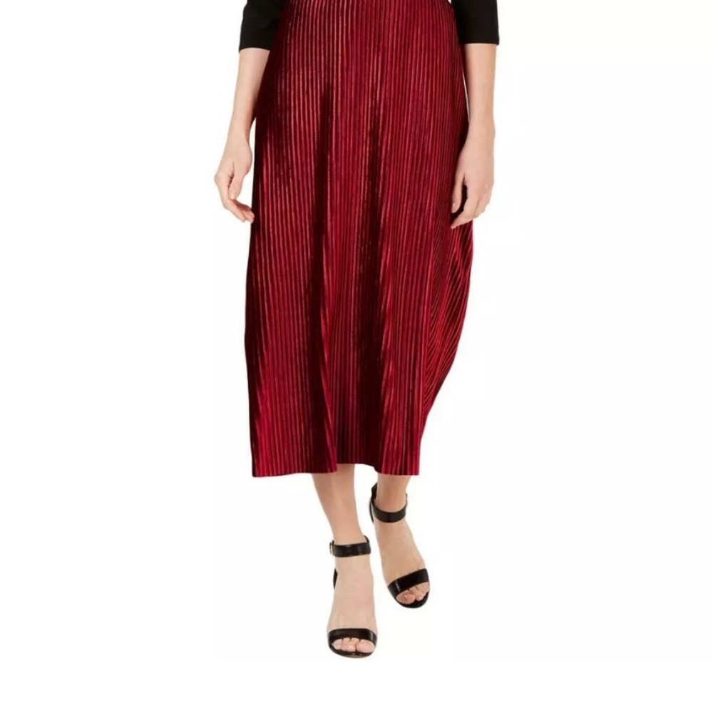 NYC Collection Red Midi Pull‎ On Flounce Skirt